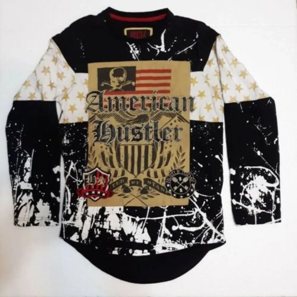 Smith & Graham Boys Sz 16 -18 Large Shirt American Hustler Long Sleeve